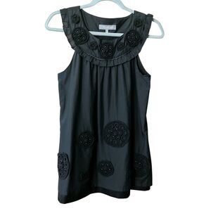 MM Couture by Miss Me beaded crochet applique silk blend sleeveless top